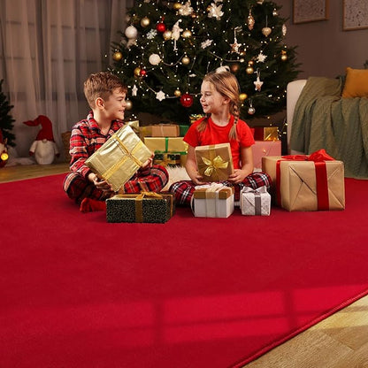 Amearea Modern Area Rugs for Bedroom Living Room, 4x6 Feet Red Thickened Memory Foam Rug, Fluffy Indoor Washable Rugs Non Slip Minimalist Carpet for Kids Boys Girls Dorm Nursery Room Decor