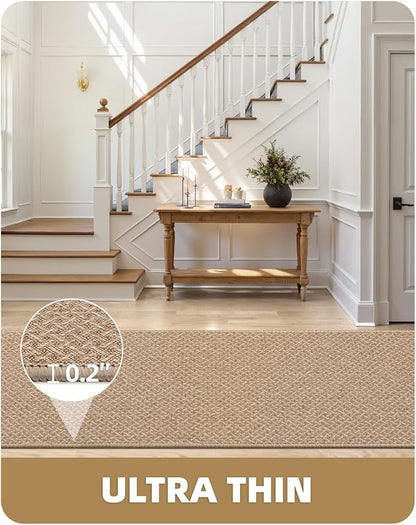 Color&Geometry Door Mat 3'x12' Runner Rug with Rubber Backing, Non Slip Washable Hallway Runner Kitchen Runner Rug, Carpet Runners for Hallway Living Room Bedroom, Beige (Rolled-up NO Creases)