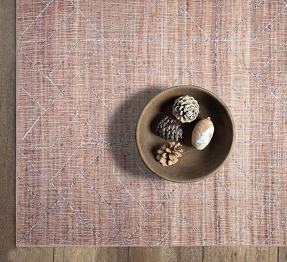 GLN Rugs Contemporary Collection - Machine Washable Area Rug, Contemporary Washable, Non Slip, Low Pile Chenille Rug, Living Room, Bedroom, Kitchen Rug (3' x 5' Terra/Brown)