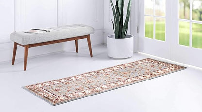Unique Loom Voyage Collection Traditional Oriental Classic Intricate Design Area Rug (2' 2 x 6' 0 Runner, Light Blue/Gold)