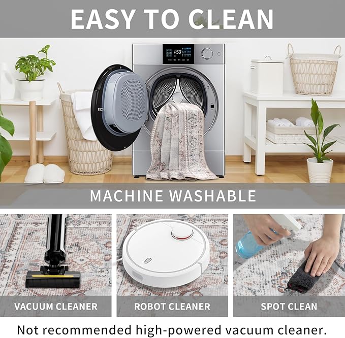 Easy-Going Boho Area Rug 3x5 Entryway Rug Washable Inside Door Mats for Home Entrance Non-Slip Vintage Distressed Small Rugs for Entry Living Room Kitchen Bathroom Lightweight Carpet, Grey Brick