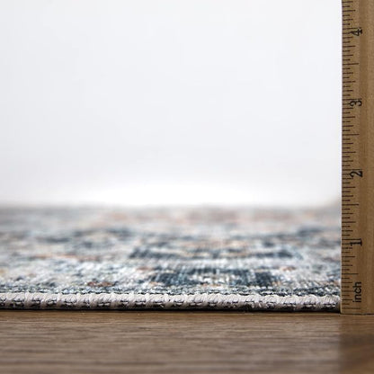 Bloom Rugs Caria Washable Non-Slip 10 ft Runner - Terracotta/Teal Traditional Runner for Entryway, Hallway, Bathroom, and Kitchen - Exact Size: 2'6" x 10'