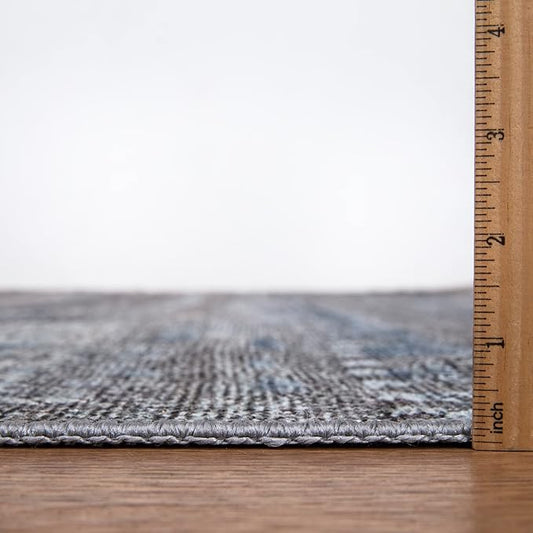 Bloom Rugs Washable Non-Slip 4' x 6' Rug - Gray/Blue/Blush Modern Abstract Area Rug for Living Room, Bedroom, Dining Room, and Kitchen - Exact Size: 4' x 6'