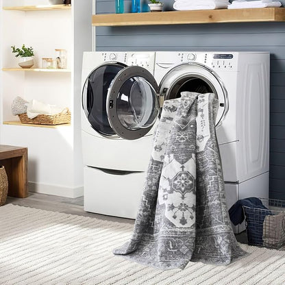 vivorug Runner Rug 2'x7' Vintage Washable Non-Slip Runners for Hallways Kitchen Entryway Laundry Room Carpet Hallway Runner Grey Floral