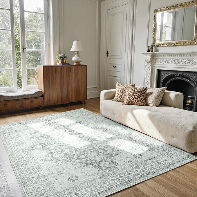 Area Rugs 4x6,Boho Vintage Oriental Washable Rugs,Collapsible Area Rug for Bedroom, Entryway, Kitchen, Bathroom