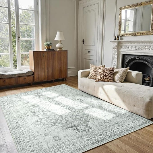 Area Rugs 4x6,Boho Vintage Oriental Washable Rugs,Collapsible Area Rug for Bedroom, Entryway, Kitchen, Bathroom