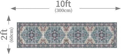 Enkor Runner Rugs for Hallway, 2x10 Washable Soft Boho Non Slip Floor Rugs for Kitchen, Modern Mat for Living Room Bedroom Entryway Purple & Green
