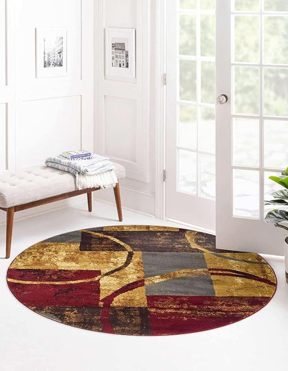 Unique Loom Barista Collection Area Rug - Kouillou (10' Round, Multi/Brown)