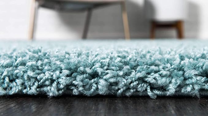 Unique Loom Solid Shag Collection Area Rug (7' 1" x 10' Rectangle, Light Slate Blue)