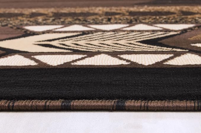 YHSF South West Native American Area Rug C318 - Easy Clean, Thick, Soft, Durable Native Tribal American Indian Inspired Rug for Bedroom/Living Room and More - Chocolate Brown, 5 ft 11 in x 8 ft 6 in