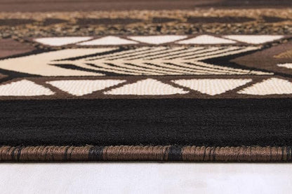 YHSF South West Native American Area Rug C318 - Easy Clean, Thick, Soft, Durable Native Tribal American Indian Inspired Rug for Bedroom/Living Room and More - Chocolate Brown, 5 ft 11 in x 8 ft 6 in