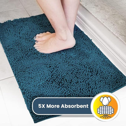 Muddy Mat® Shown on TV–Super Absorbent Microfiber Dog Door Mat for Muddy Paws, Non-Slip Washable Pet Rug, Quick Dry Chenille Entryway Carpet, Machine Washable Indoor Outdoor mat–Atlantic Blue 59"x35"