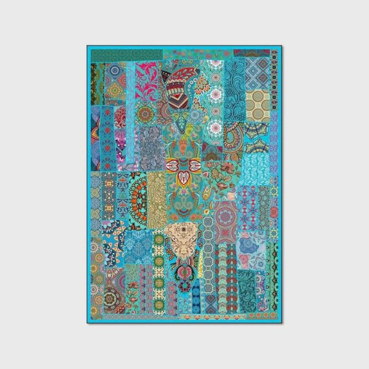 Vintage Boho Area Rugs Multicolor Ethnic Style Geometric Splicing Carpets Bedroom Living Room Kitchen Floor Mats Indoor Outdoor Non-Shedding Runner Rug Home Décor Carpet 4.5' X 6.5'
