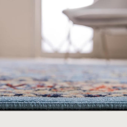Rugs.com Yasmin Collection Rug – 10 Ft Runner Light Blue Medium Rug Perfect for Hallways, Entryways