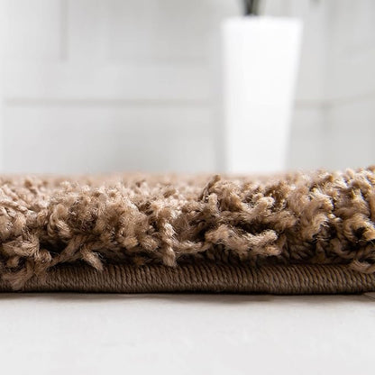 Unique Loom Solid Shag Collection Area Rug (5' 1" x 8' Oval, Sandy Brown)