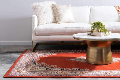 Unique Loom Reza Collection Traditional Persian Style Area Rug, 5 x 8 ft, Terracotta/Ivory