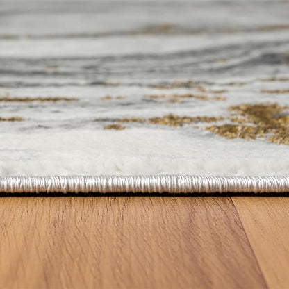 LUXE WEAVERS Marble Effect Abstract Gray 2x7 Area Rug