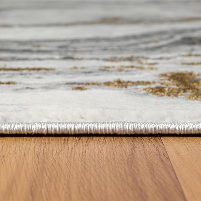 LUXE WEAVERS Marble Effect Abstract Gray 4x5 Area Rug