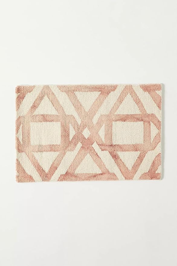 Hand-Tufted Wool Marengo Rug in Pink – Elegant Geometric Wool Carpet for Living Room & Bedroom – Soft Feel – 6 x 8