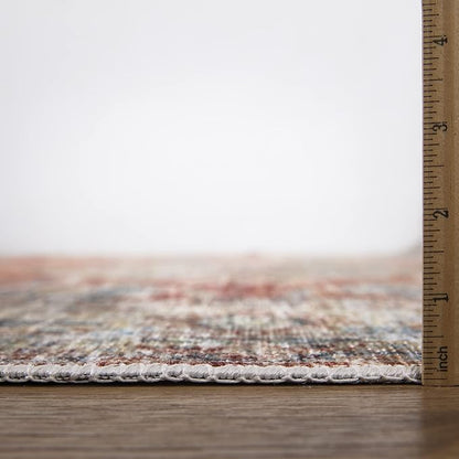 Bloom Rugs Caria Washable Non-Slip 3x5 Rug - Orange/Olive Beige Traditional Area Rug for Living Room, Bedroom, Dining Room, and Kitchen - Exact Size: 3' x 5'