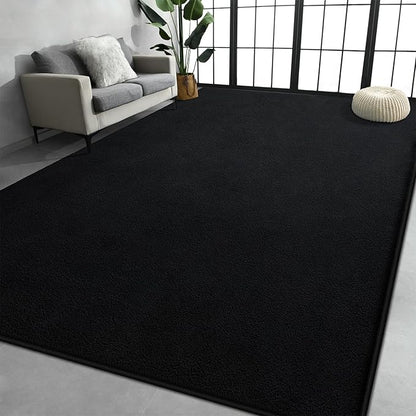 Large Area Rugs for Living Room Bedroom, 6x9 Feet Black Rug, Minimalist Modern Shag Rug, Soft Thick Comfy Memory Foam Indoor Carpet, Non-Slip Washable Rug for Boys Girls Dorm Nursery Room Home Decor