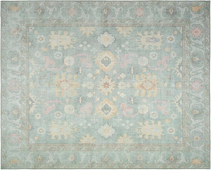 Revival Rugs Nimbus 8'x10' Zero-Shedding Area Rug for Living Room Bedroom - Oeko-TEX Certified, Low Pile, Spot Clean, Confetti, Mint Green
