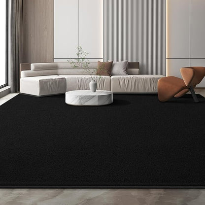 Large Modern Area Rugs for Living Room Bedroom, 5x8 Feet Black Ultra Soft Solid Thickened Memory Foam Indoor Minimalist Carpets, Non-Slip Comfy Rugs for Boys Girls Nursery Kids Room Home Décor