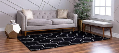 Unique Loom Trellis Frieze Collection Area Rug - Geometric (8' x 10', Black/ Ivory)