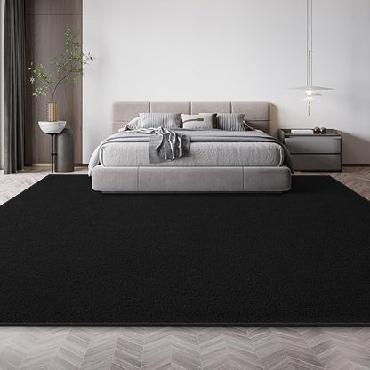 Large Modern Area Rugs for Living Room Bedroom, 5x8 Feet Black Ultra Soft Solid Thickened Memory Foam Indoor Minimalist Carpets, Non-Slip Comfy Rugs for Boys Girls Nursery Kids Room Home Décor