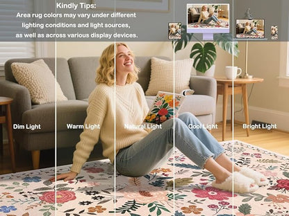 Washable Begie Red 2'6" x 8' Runners for Hallways, Non Slip Long Floor Runner for Kitchen, Entryway Indoor, Stain Resistant Rubber Backing Floral Décor Rug