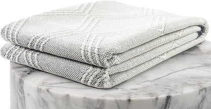 LUXE WEAVERS Modern Farmhouse White 6x9 Washable Area Rug, Anti-Slip Diamond Pattern Carpet