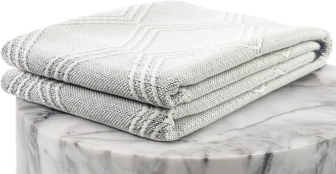 LUXE WEAVERS Modern Farmhouse White 9x12 Washable Area Rug, Anti-Slip Diamond Pattern Carpet