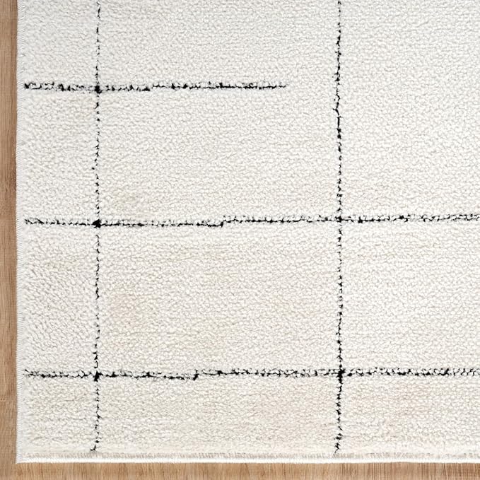 Abani Cream Area Rug – 3' x 5' – Oliver Collection – Striped Pattern – Non-Shedding, Easy to Clean – Durable for Living Room, Bedroom, or Office, Pet & Child Friendly