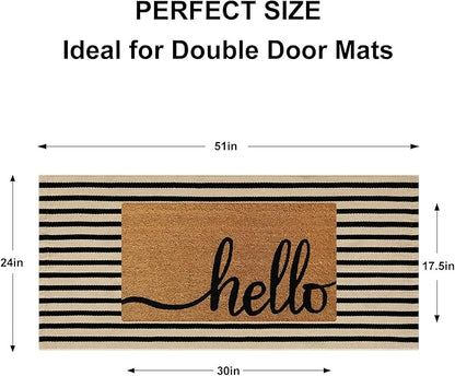 Outdoor Rug Front Door Mat 2'x4.3', Cotton Indoor Doormat Washable Black and Tan Striped Rug, Stain Resistant Reversible Layered Door Mats for Entryway/Farmhouse/Home Entrance