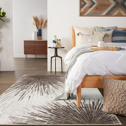 Lahome Modern Carpets for Living Room - Machine Washable Area Rugs 5x7 Throw Non-Slip Soft Carpet for Bedroom, Abstract Print Ultra-Thin Indoor Rug for Dining Room Office Home (Brown/Gray, 5'x7')