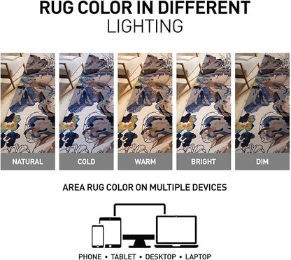 Rugshop Cream Bright Flowers Non Slip Non-Shedding Round Area Rug for Living Room, Dining Room and Bedroom, 8'