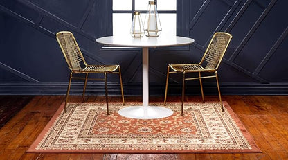 Unique Loom Voyage Collection Traditional Oriental Classic Intricate Design Area Rug (10' 0 x 10' 0 Square, Terracotta/Ivory)