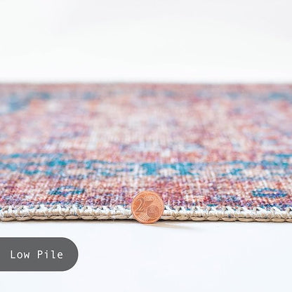GLN Rugs Traditional Collection - Machine Washable Area Rug, Traditional Washable, Non Slip, Low Pile Chenille Rug, Living Room, Bedroom, Kitchen Rug (2' x 3' Terra/Green)