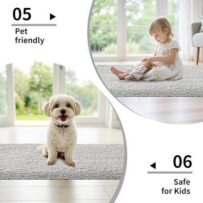 Gray Bathroom Runner Rug 24x70 Non Slip Fluffy Long Bath Mat for Bathroom Floor Washable Plush Luxury Bath Rug for Tub Absorbent Shower Sink Mat Bedside Rug