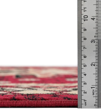 Unique Loom Taftan Collection Border Geometric Tribal Inspired Design Area Rug (2' 7 x 10' 0 Runner, Red/ Gold)