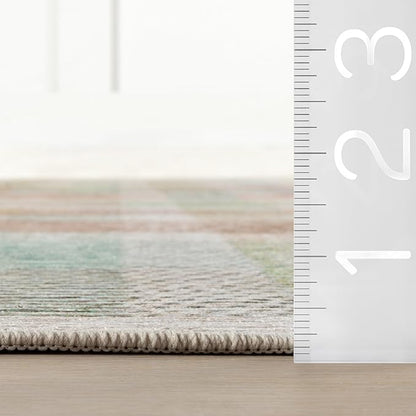 Dash & Albert Chanan Plaid Multi Machine Washable Rug, Runner-2.5 X 8 Feet, Multicolored/Ivory Plaid Pattern