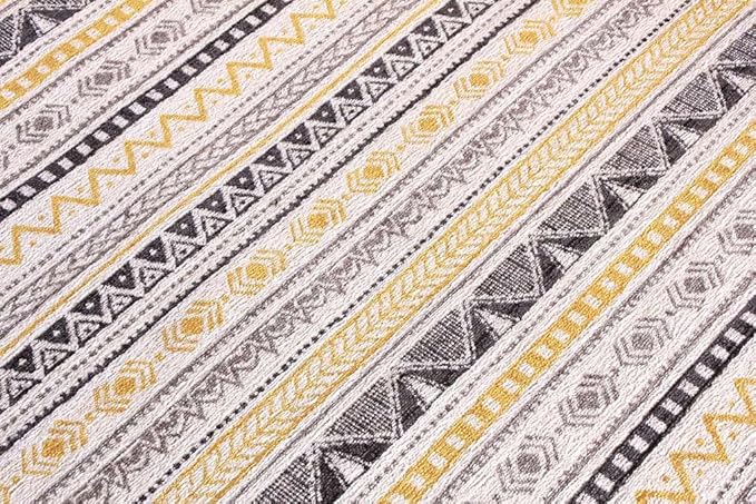 Alfa Rich 7x10 Yellow Gray White Washable Area Rugs for Living Room Bedroom Kitchen Cotton Decor Rug