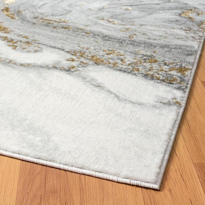 LUXE WEAVERS Marble Effect Abstract Gray 6x9 Area Rug