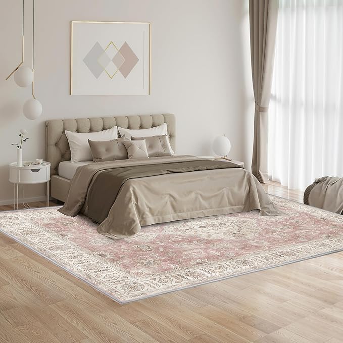 6’x9’ Washable Area Rugs for Living Room Bedroom Foldable Low Pile Non Slip Area Rugs for Dining Office