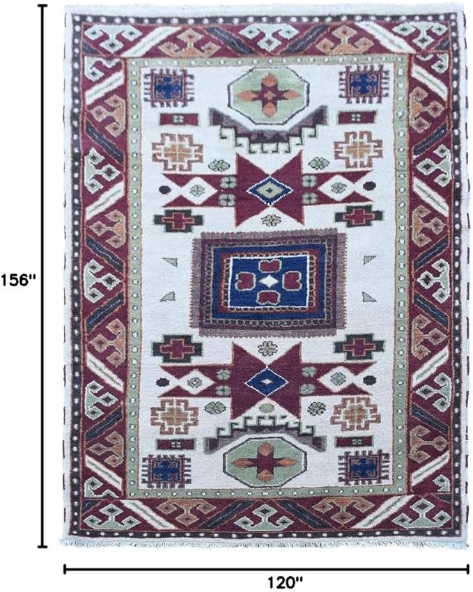 Hand Knotted Wool & Silk ECO-Friendly Oriental Area Rugs - 10'x13', Rectangle Shape, Cream Burgundy Color, Classic Oriental Traditional, Medium Pile Handmade Area Rugs (AF0102)