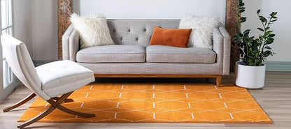 Unique Loom Trellis Frieze Collection Area Rug - Geometric (7' x 10', Orange/ Ivory)