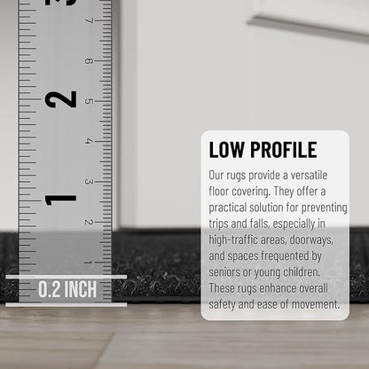 Ottomanson Commercial Scrape Rib Entry Mat – Heavy Duty Ribbed Floor Mat for High Traffic – Non Slip Rubber Back, Waterproof – Indoor Outdoor Use for Offices, Schools, Lobbies, 2'7" x 49', Black