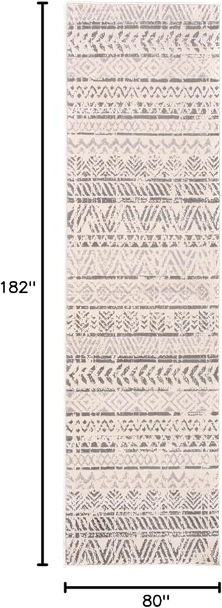Rugshop Geometric Boho Perfect for high Traffic Areas of Your Living Room,Bedroom,Home Office,Kitchen Runner Rug 2'7" x 6' Gray