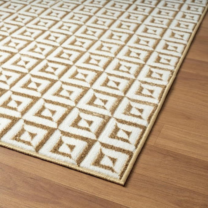 LUXE WEAVERS Geometric Greek Pattern Area Rug, Gold, 5'X7'