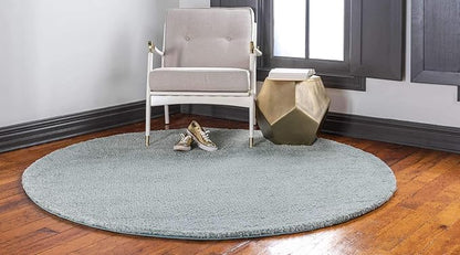 Unique Loom Solo Collection Area Rug - Calabasas (7' 10" Round, Light Blue)